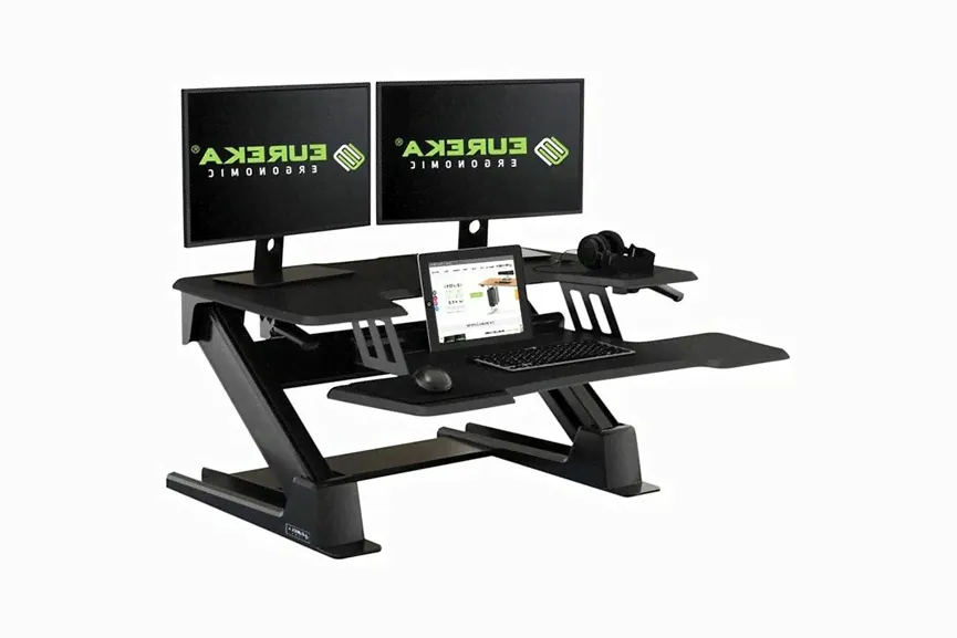 Подставка на компьютерный стол для работы стоя Eureka CV-PRO36 Черный МДФ/Черный металл-0