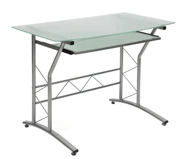 2 TetChair компьютерный стол ST-F1018, ШхГхВ: 100х60х75 см, цвет: серый каркас/стекло матовое уценённый-0