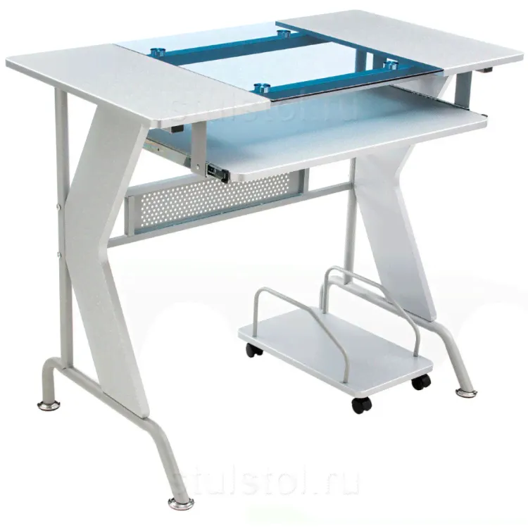 Стеклянный компьютерный стол Uliss белый-0